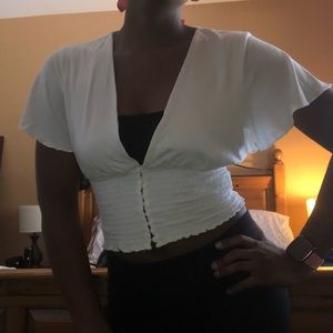 White Crop Top Blouse